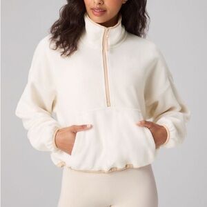 YITTY Cream Fleece Half Zipper Top